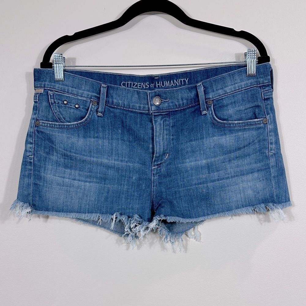 Citizens of Humanity Y2K Jerome Dahan Cheeky Raw Hem Blue Jean Shorts Women 30